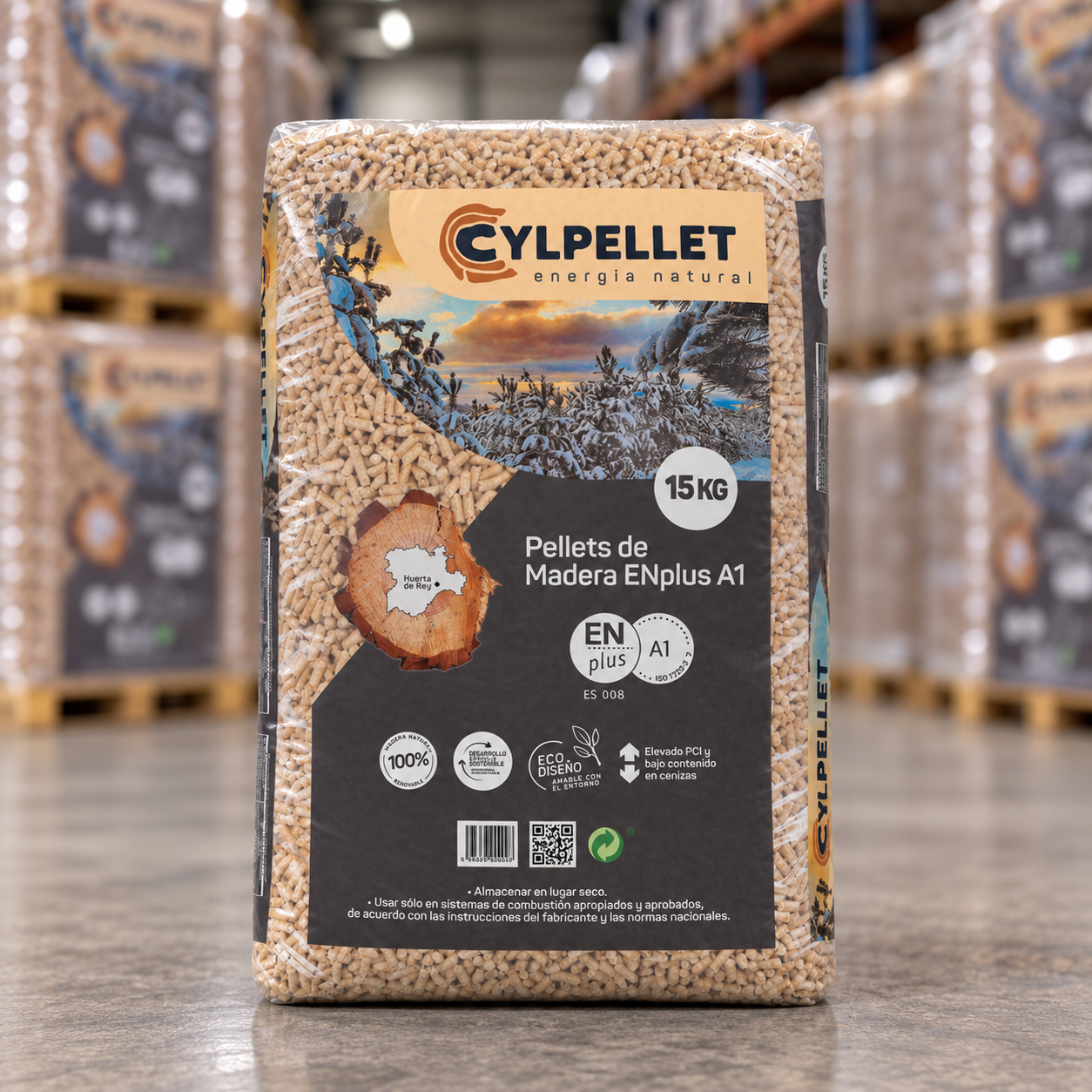 CYL Pellet – 100 Sacos de Pellets de Madera DINplus para Calefacción Eficiente